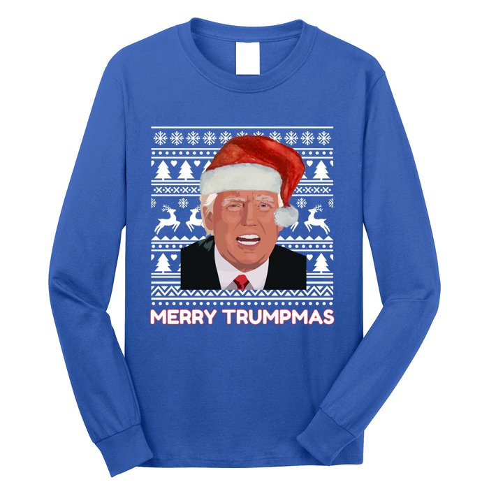 Merry Trumpmas Funny Donald Trump Santa Hat Holiday Xmas Gift Long Sleeve Shirt