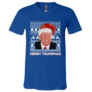 Merry Trumpmas Funny Donald Trump Santa Hat Holiday Xmas Gift V-Neck T-Shirt