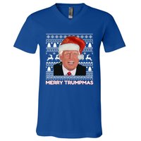 Merry Trumpmas Funny Donald Trump Santa Hat Holiday Xmas Gift V-Neck T-Shirt