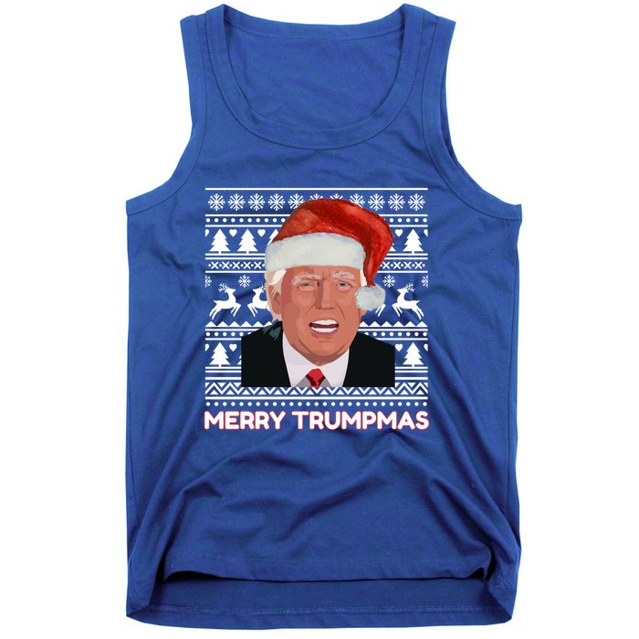 Merry Trumpmas Funny Donald Trump Santa Hat Holiday Xmas Gift Tank Top