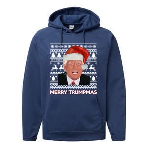 Merry Trumpmas Funny Donald Trump Santa Hat Holiday Xmas Gift Performance Fleece Hoodie