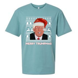 Merry Trumpmas Funny Donald Trump Santa Hat Holiday Xmas Gift Sueded Cloud Jersey T-Shirt