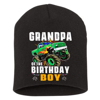 Monster Truck Family Matching Grandpa Of The Birthday Boy Short Acrylic Beanie