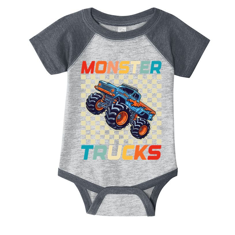 Monster Truck Fors Monster Truck Retro Vintage Infant Baby Jersey Bodysuit