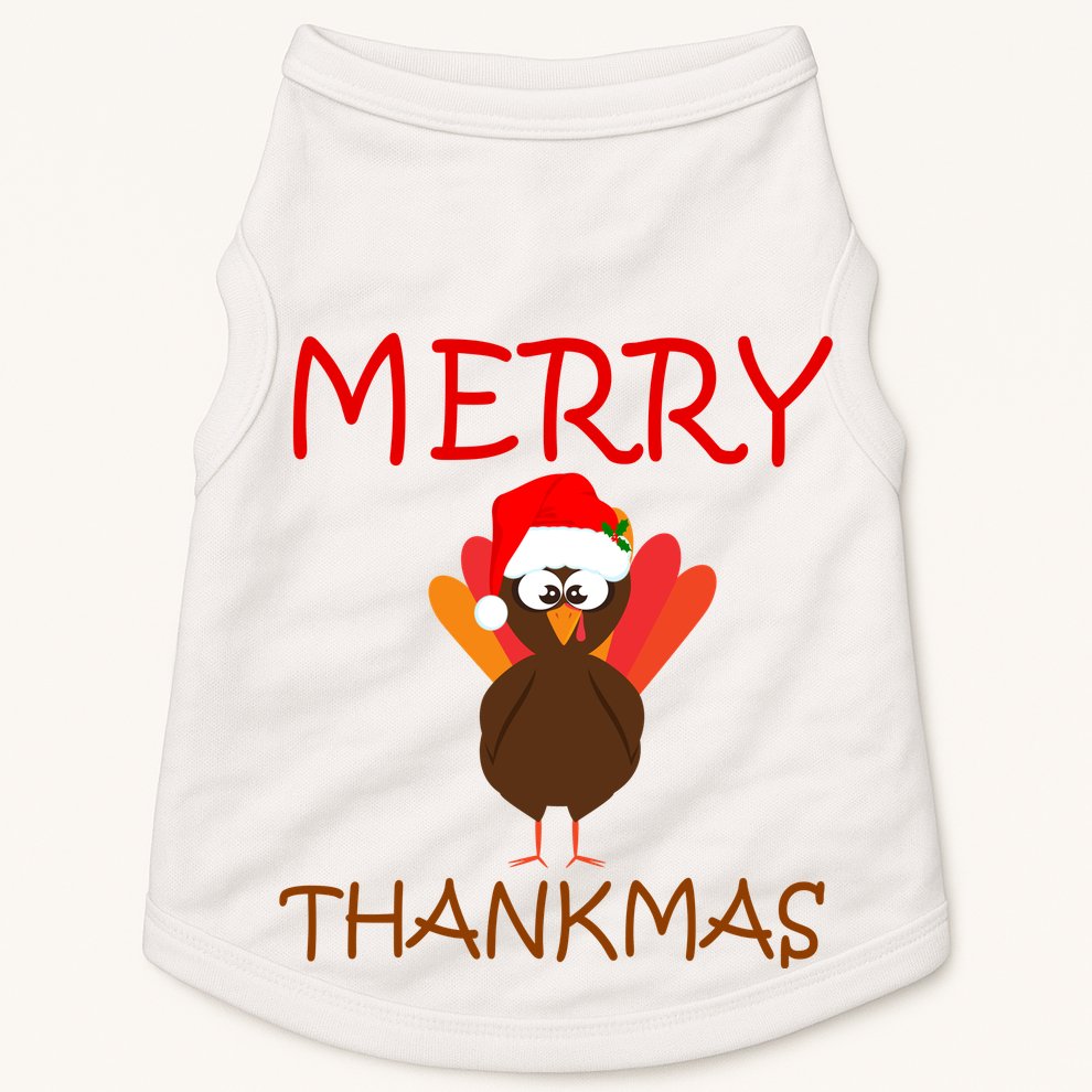 Merry Thankmas Funny Thanksgiving Turkey Doggie Tank