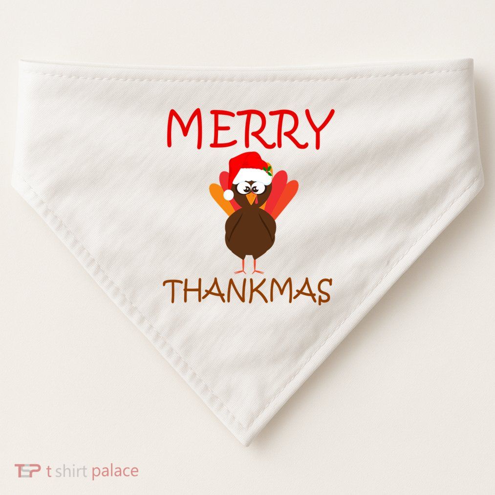 Merry Thankmas Funny Thanksgiving Turkey USA-Made Doggie Bandana