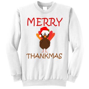 Merry Thankmas Funny Thanksgiving Turkey Sweatshirt