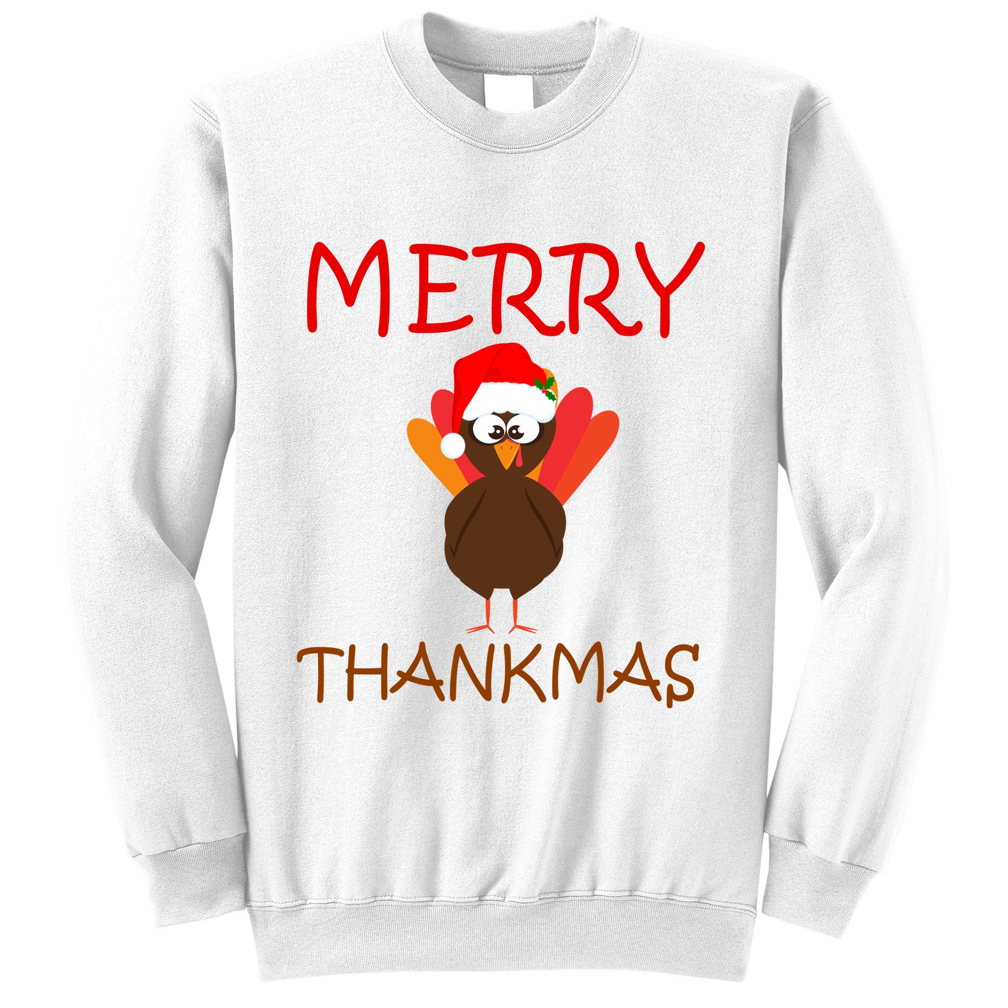 Merry Thankmas Funny Thanksgiving Turkey Sweatshirt
