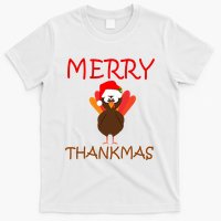 Merry Thankmas Funny Thanksgiving Turkey T-Shirt