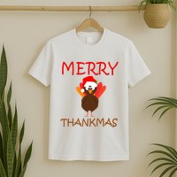 Merry Thankmas Funny Thanksgiving Turkey T-Shirt