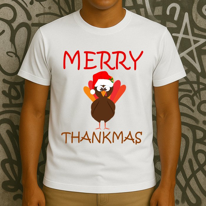Merry Thankmas Funny Thanksgiving Turkey T-Shirt