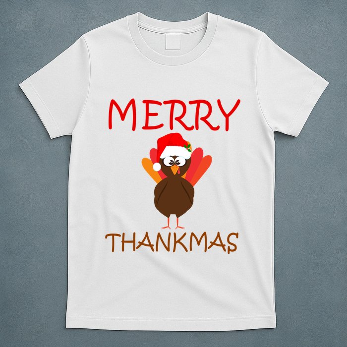 Merry Thankmas Funny Thanksgiving Turkey T-Shirt