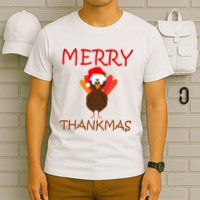 Merry Thankmas Funny Thanksgiving Turkey T-Shirt