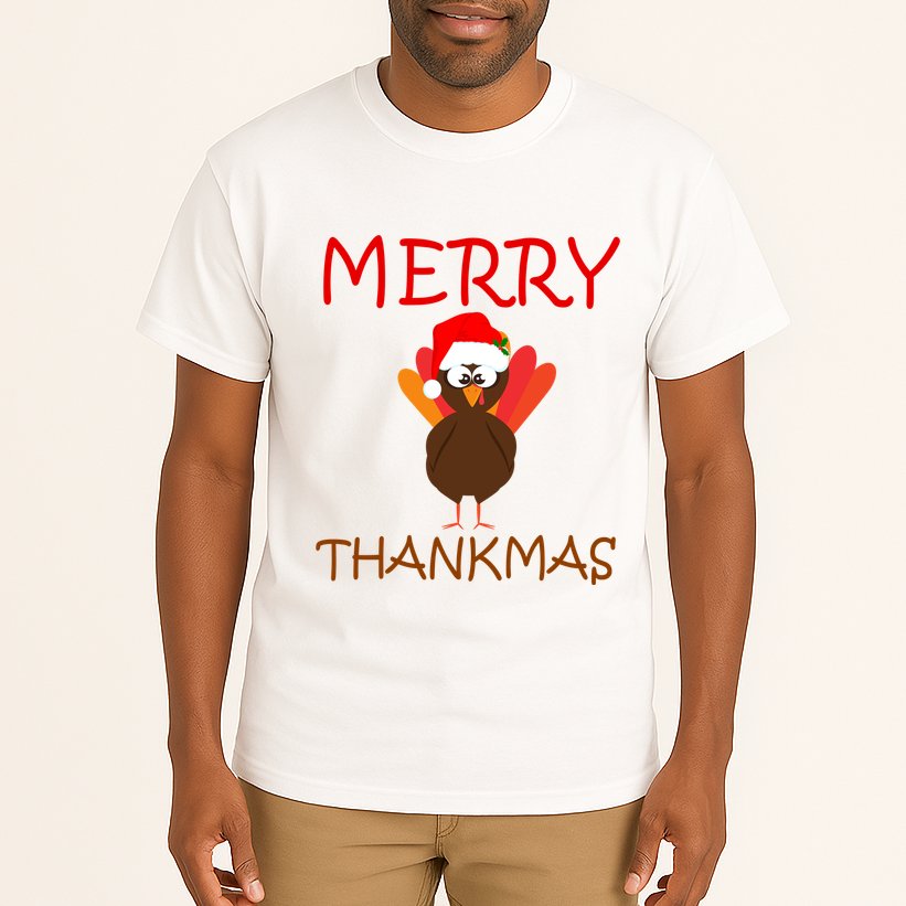 Merry Thankmas Funny Thanksgiving Turkey Tall T-Shirt