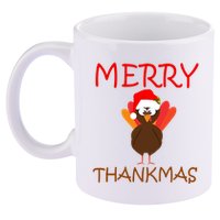 Merry Thankmas Funny Thanksgiving Turkey 11oz C Handle Ceramic Mug