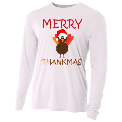 Merry Thankmas Funny Thanksgiving Turkey Cooling Performance Long Sleeve Crew