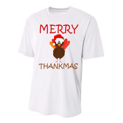 Merry Thankmas Funny Thanksgiving Turkey Performance Sprint T-Shirt