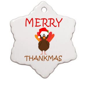 Merry Thankmas Funny Thanksgiving Turkey Ceramic Star Ornament