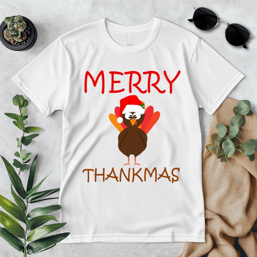 Merry Thankmas Funny Thanksgiving Turkey Premium T-Shirt