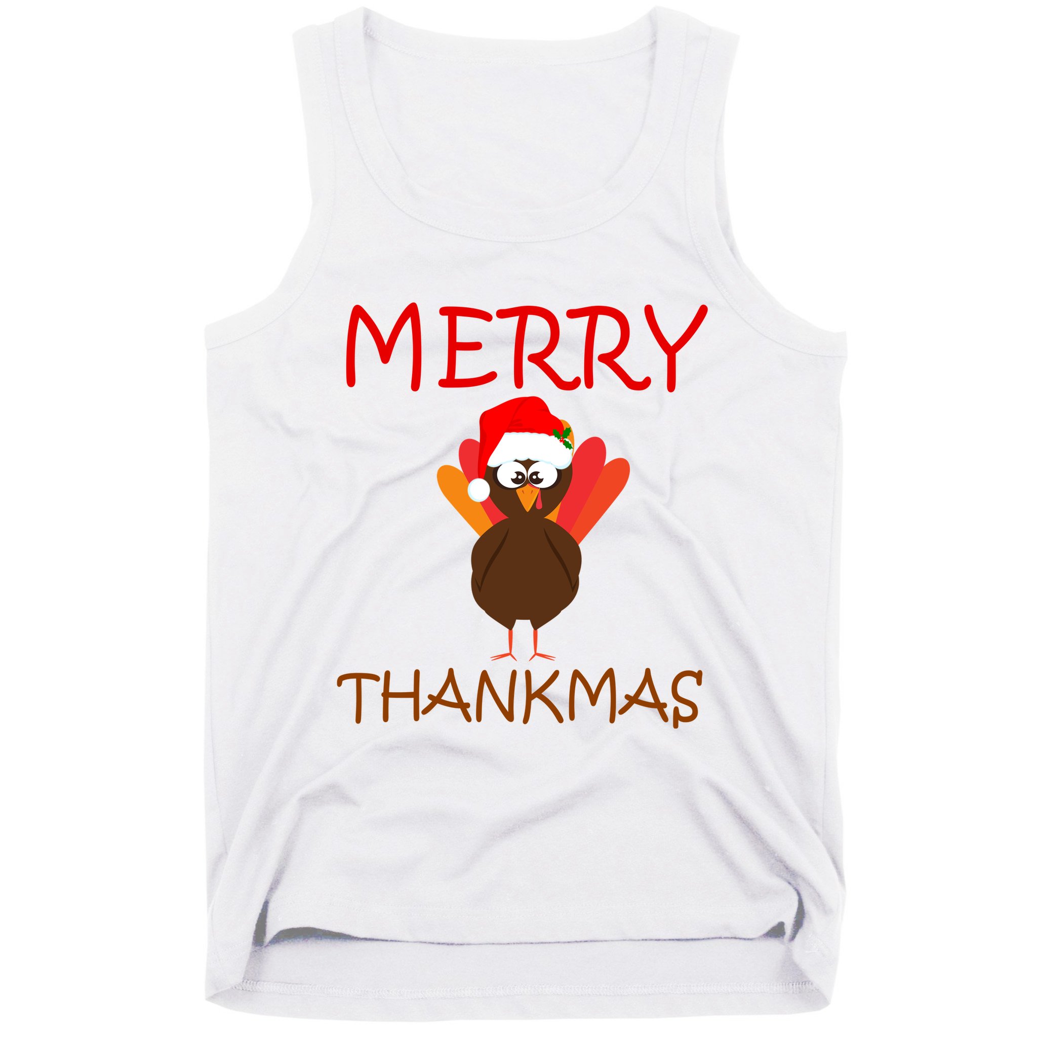 Merry Thankmas Funny Thanksgiving Turkey Tank Top