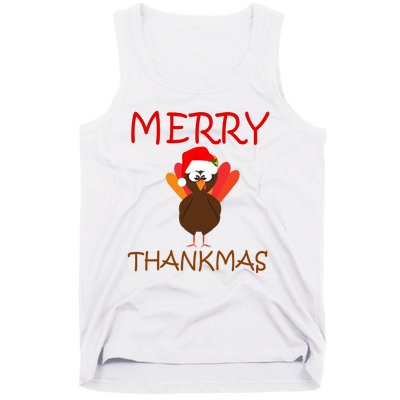 Merry Thankmas Funny Thanksgiving Turkey Tank Top