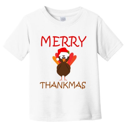 Merry Thankmas Funny Thanksgiving Turkey Toddler T-Shirt