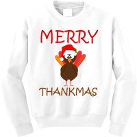 Merry Thankmas Funny Thanksgiving Turkey Kids Sweatshirt