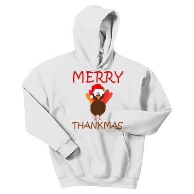 Merry Thankmas Funny Thanksgiving Turkey Kids Hoodie