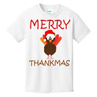 Merry Thankmas Funny Thanksgiving Turkey Kids T-Shirt