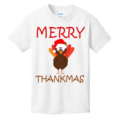 Merry Thankmas Funny Thanksgiving Turkey Kids T-Shirt