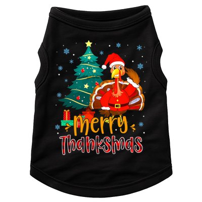 Merry Thanksmas Funny Turkey Santa Christmas Thanksgiving Doggie Tank