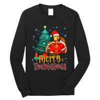 Merry Thanksmas Funny Turkey Santa Christmas Thanksgiving Long Sleeve Shirt