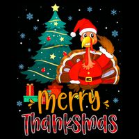 Merry Thanksmas Funny Turkey Santa Christmas Thanksgiving Long Sleeve Shirt