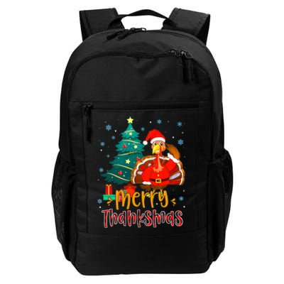 Merry Thanksmas Funny Turkey Santa Christmas Thanksgiving Daily Commute Backpack