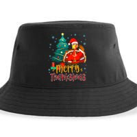 Merry Thanksmas Funny Turkey Santa Christmas Thanksgiving Sustainable Bucket Hat