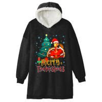 Merry Thanksmas Funny Turkey Santa Christmas Thanksgiving Hooded Wearable Blanket