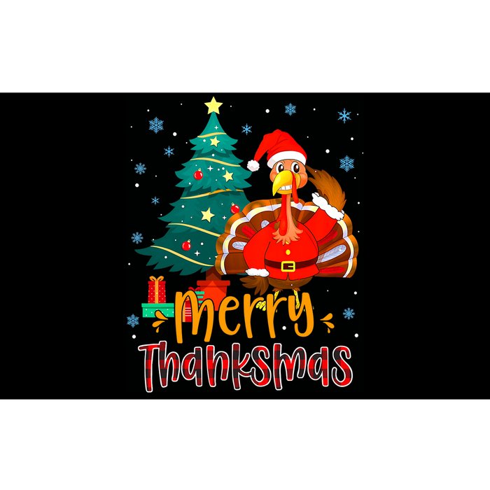 Merry Thanksmas Funny Turkey Santa Christmas Thanksgiving Bumper Sticker