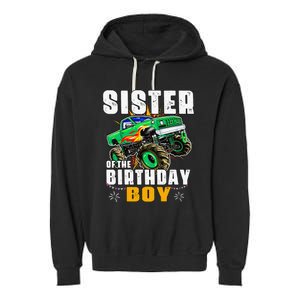 monster truck family matching sister of the birthday Garment-Dyed Fleece Hoodie