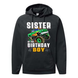 monster truck family matching sister of the birthday Performance Fleece Hoodie