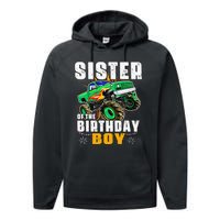 monster truck family matching sister of the birthday Performance Fleece Hoodie