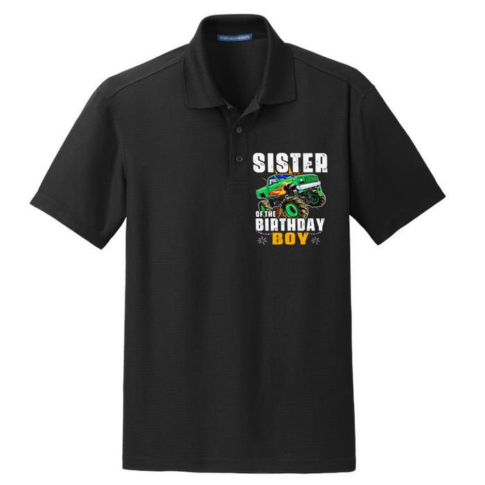 monster truck family matching sister of the birthday Dry Zone Grid Polo