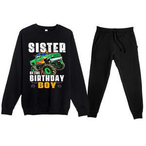 monster truck family matching sister of the birthday Premium Crewneck Sweatsuit Set