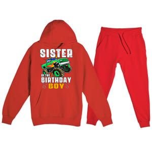 monster truck family matching sister of the birthday Premium Hooded Sweatsuit Set