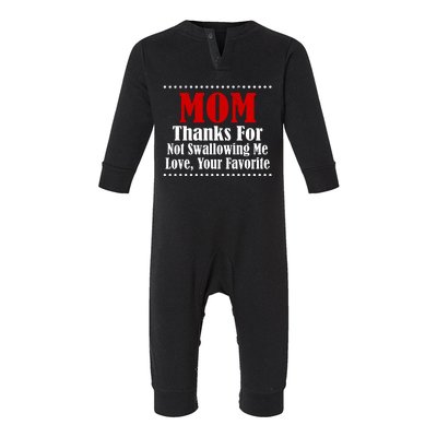 Mom Thanks For Not Swallowing Me Love Your Favorite Infant Fleece One Piece