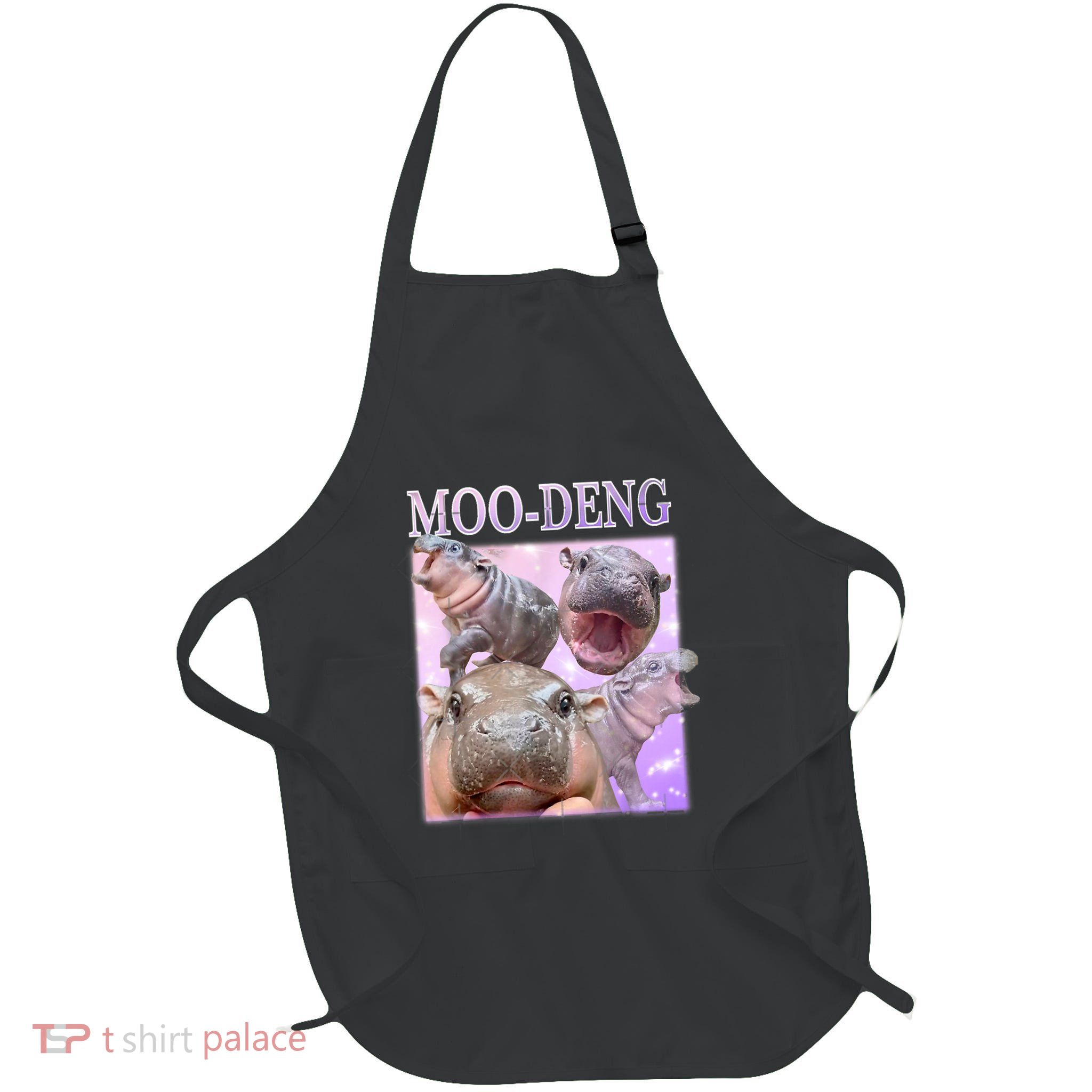 Moodeng The Famous Baby Pigmy Hippo Moodeng Full-Length Apron With Pockets