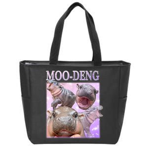 Moodeng The Famous Baby Pigmy Hippo Moodeng Zip Tote Bag