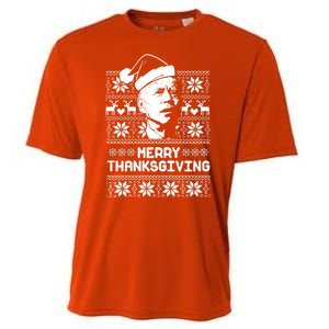 Merry Thanksgiving Funny Joe Biden Ugly Christmas Cooling Performance Crew T-Shirt