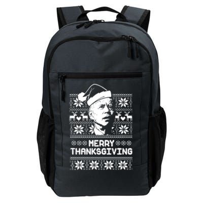 Merry Thanksgiving Funny Joe Biden Ugly Christmas Daily Commute Backpack