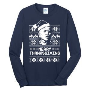 Merry Thanksgiving Funny Joe Biden Ugly Christmas Tall Long Sleeve T-Shirt