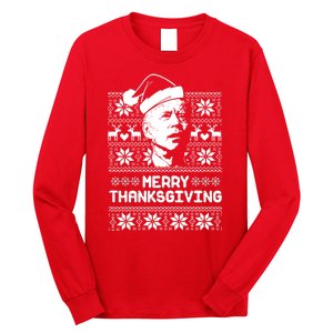 Merry Thanksgiving Funny Joe Biden Ugly Christmas Long Sleeve Shirt